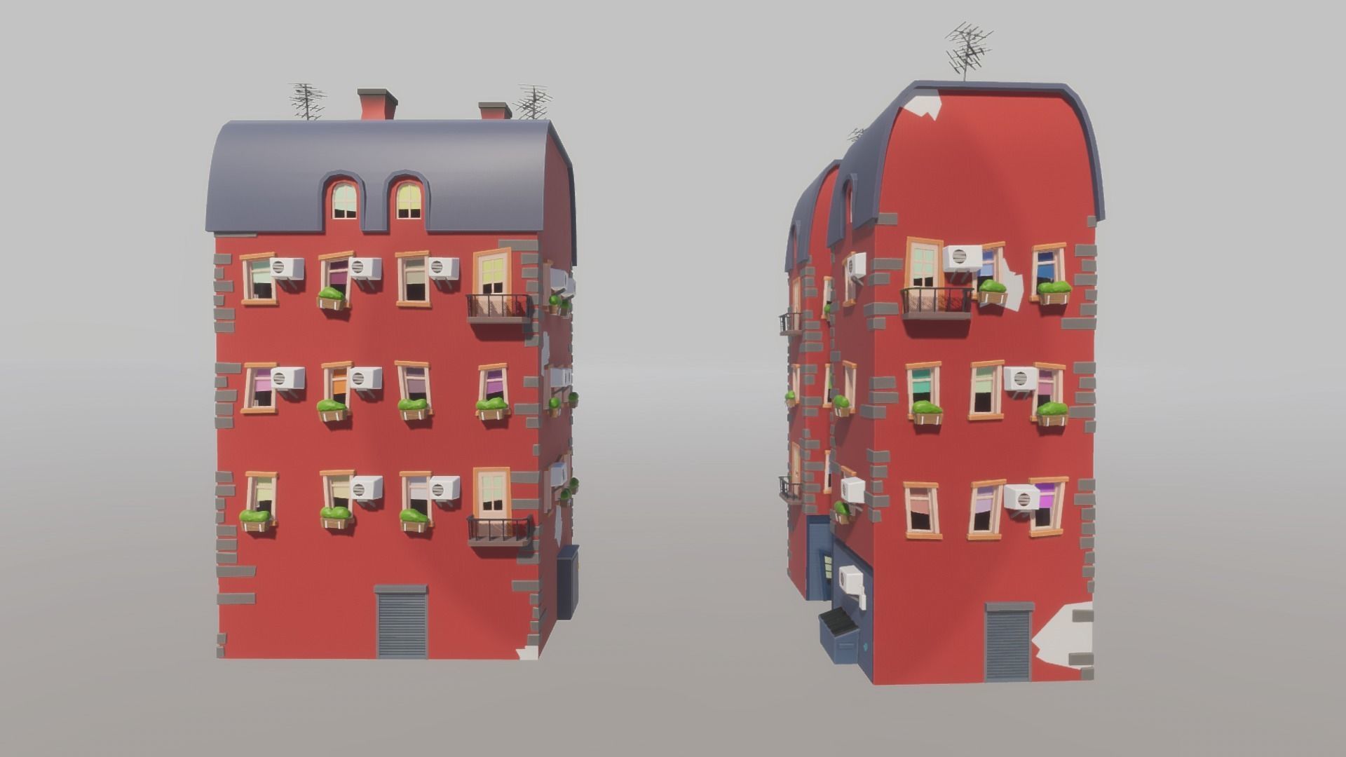 Cartoon house generator Low-poly 3D model_22