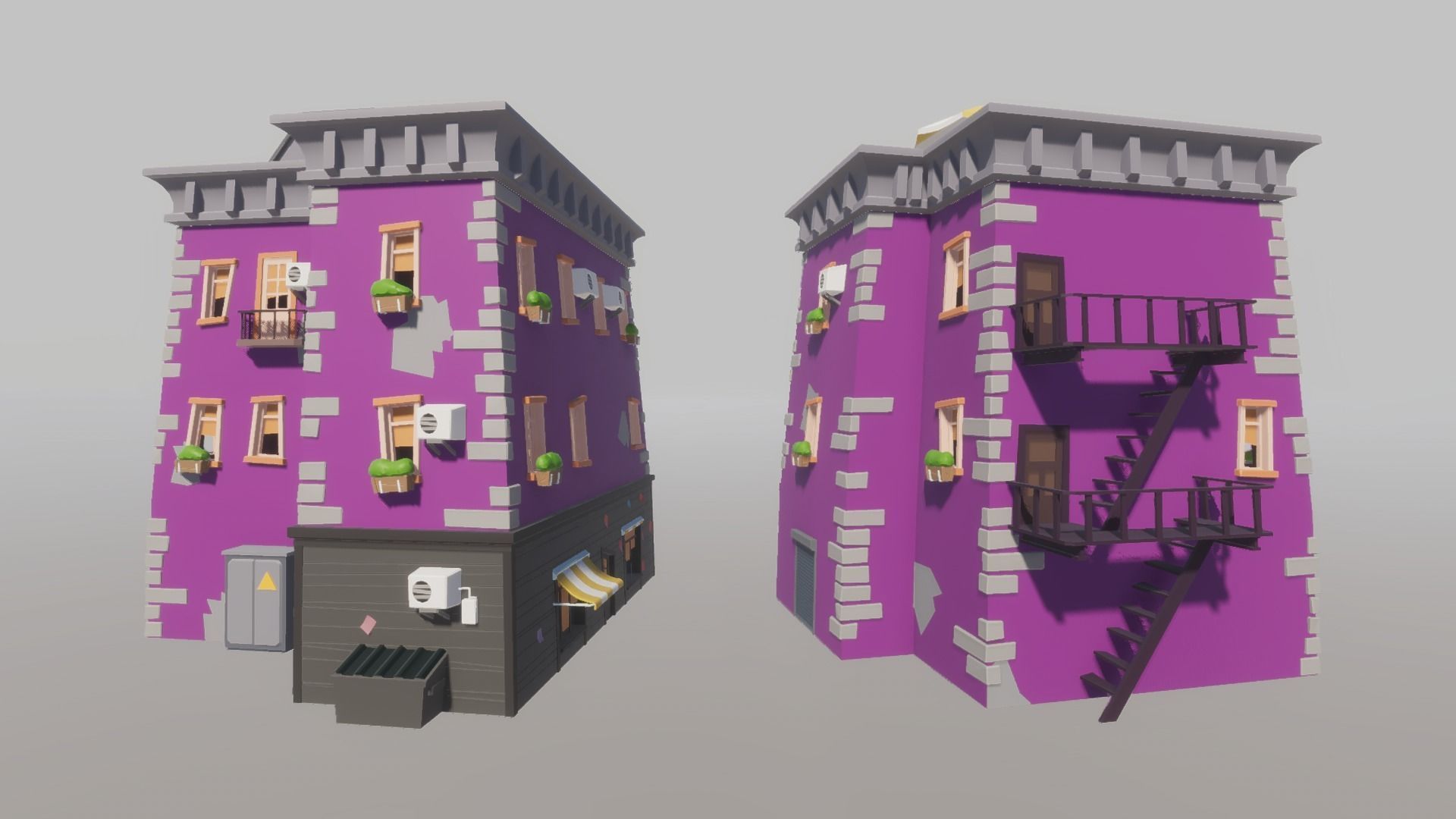 Cartoon house generator Low-poly 3D model_25