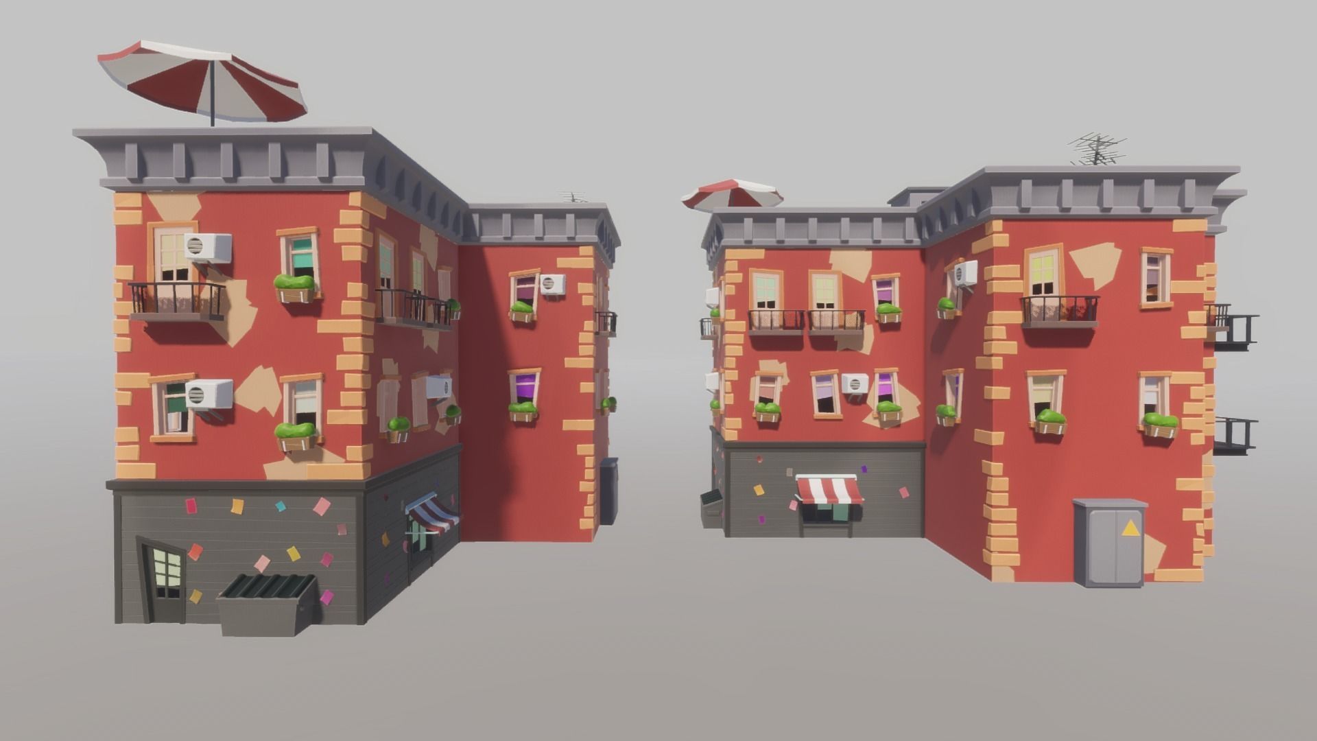 Cartoon house generator Low-poly 3D model_2