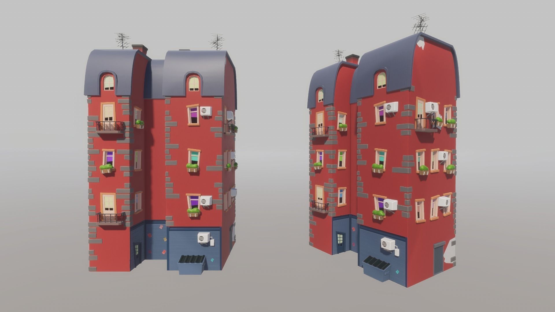 Cartoon house generator Low-poly 3D model_21