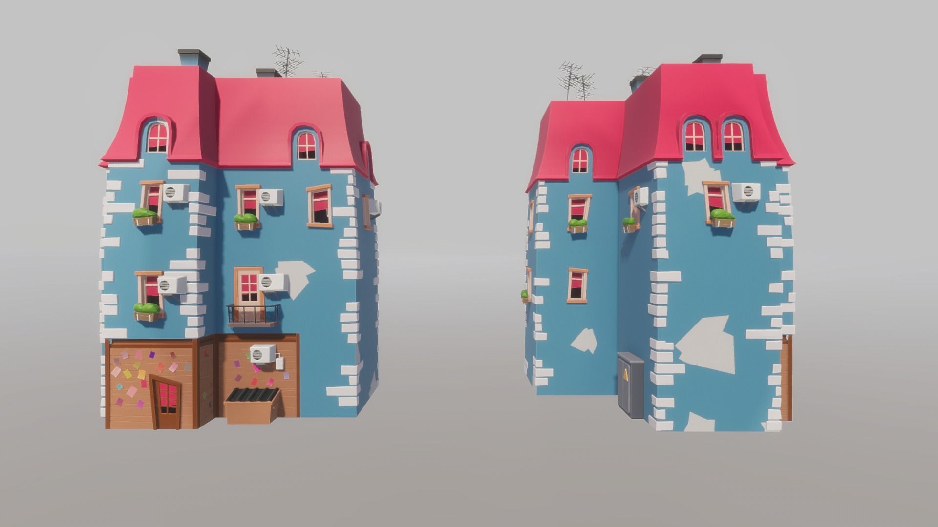 Cartoon house generator Low-poly 3D model_15