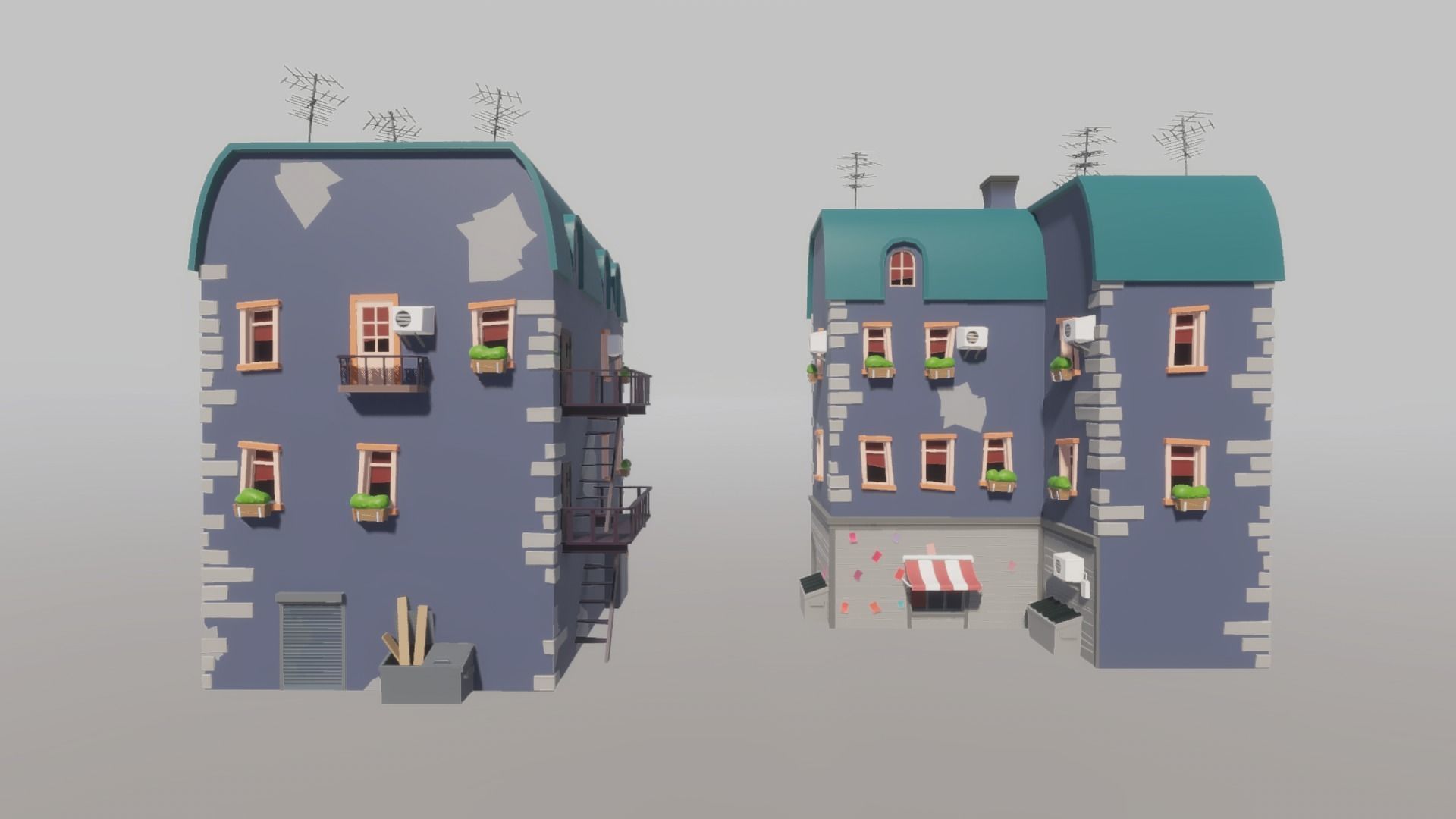 Cartoon house generator Low-poly 3D model_31