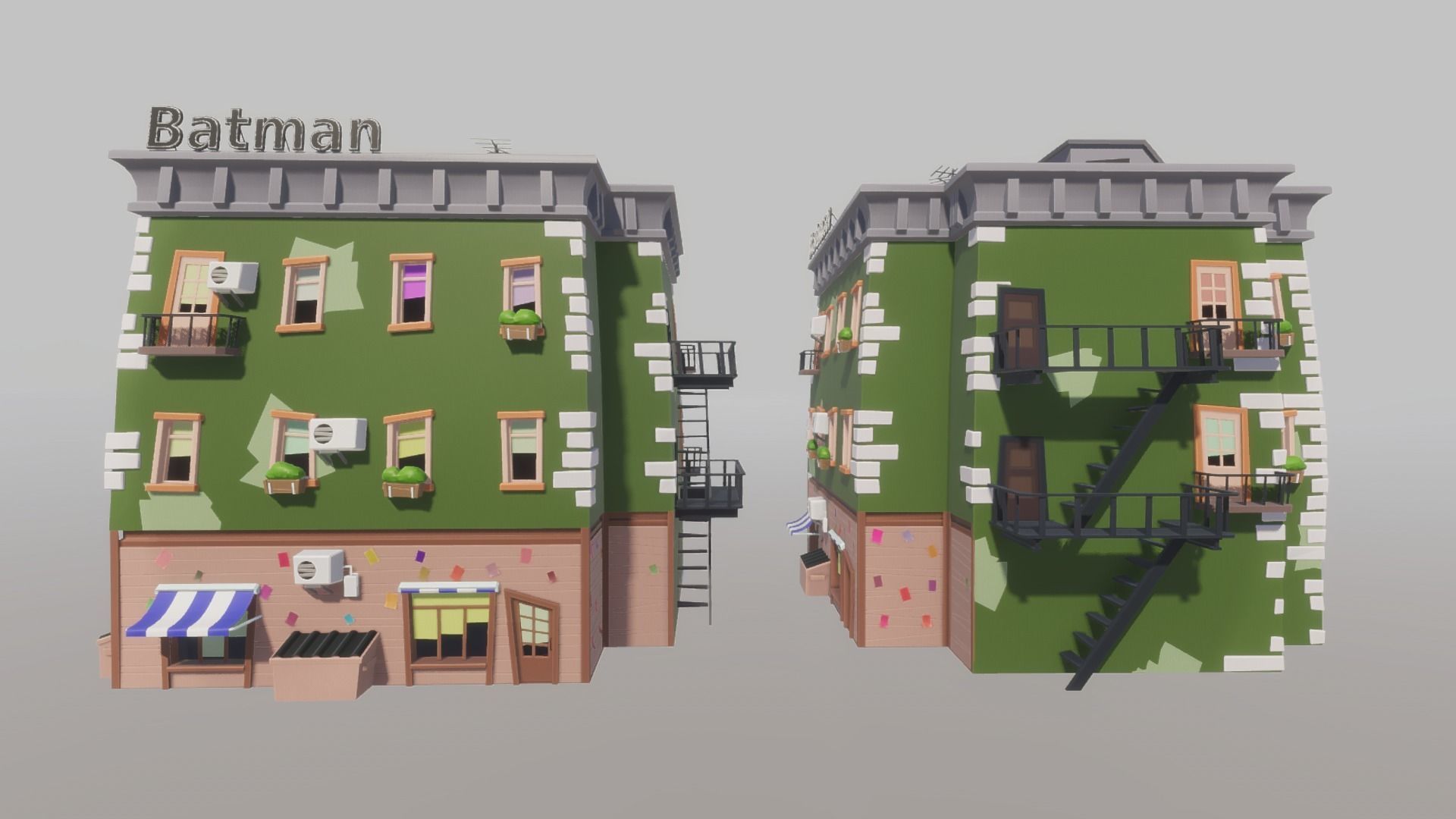 Cartoon house generator Low-poly 3D model_11