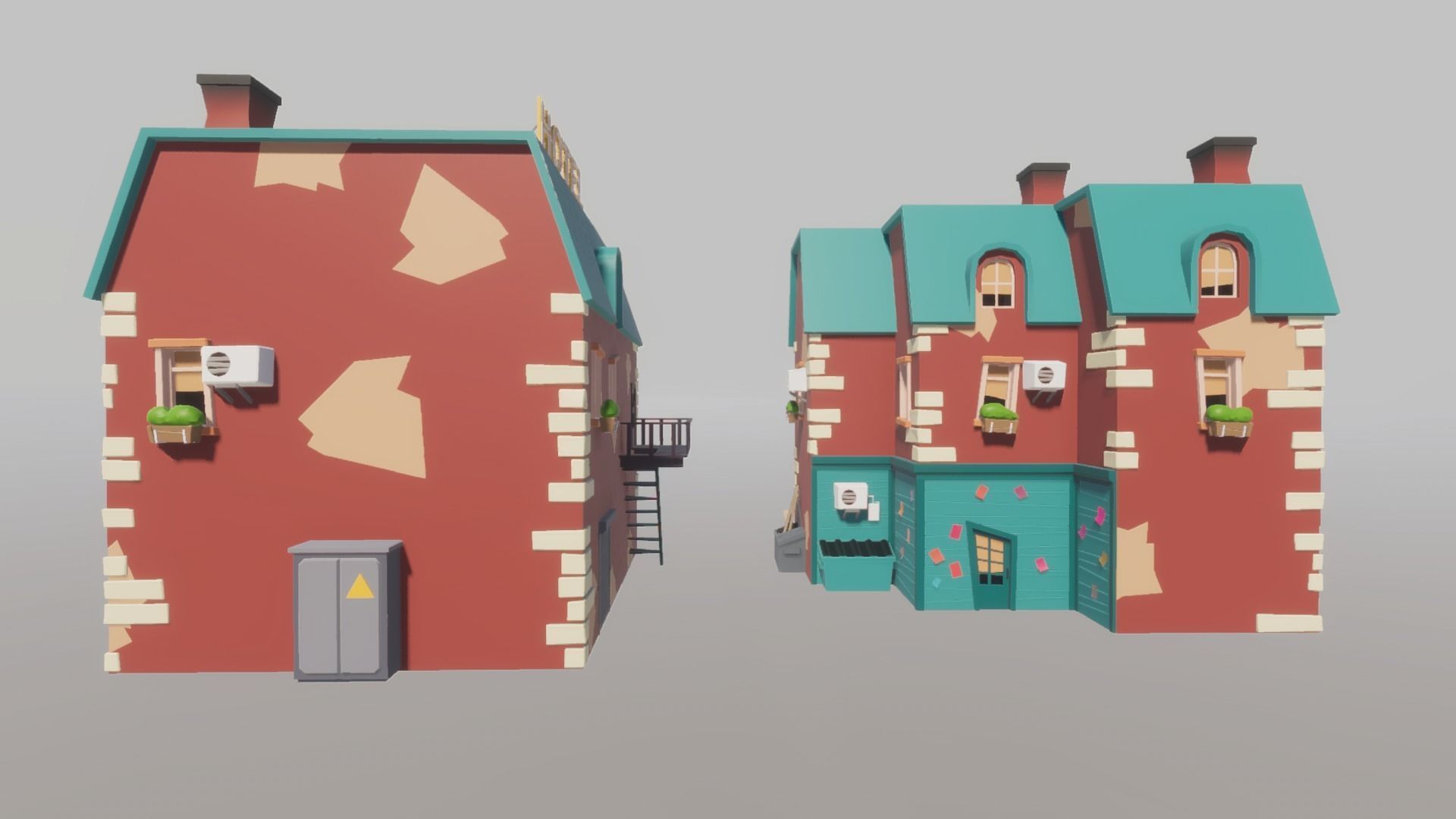Cartoon house generator Low-poly 3D model_27