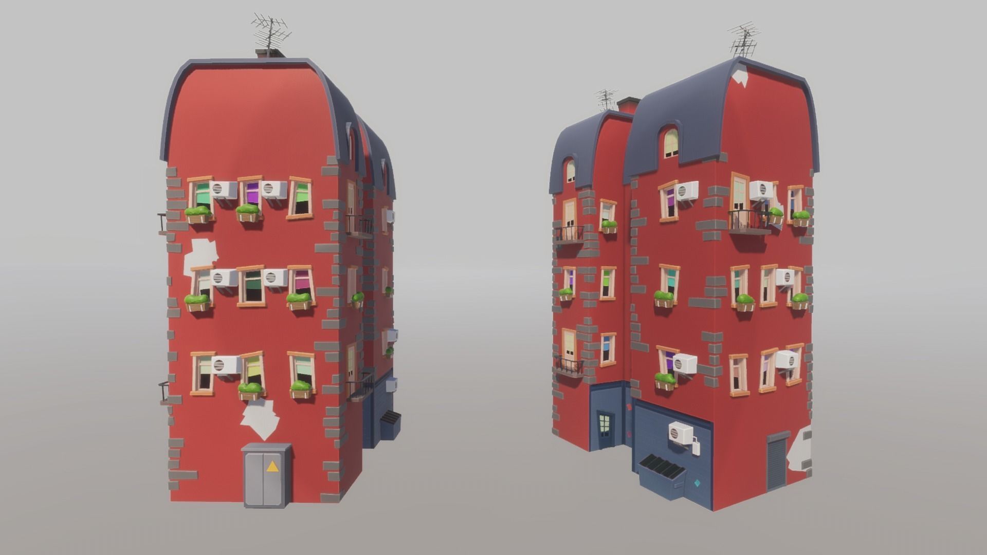 Cartoon house generator Low-poly 3D model_23