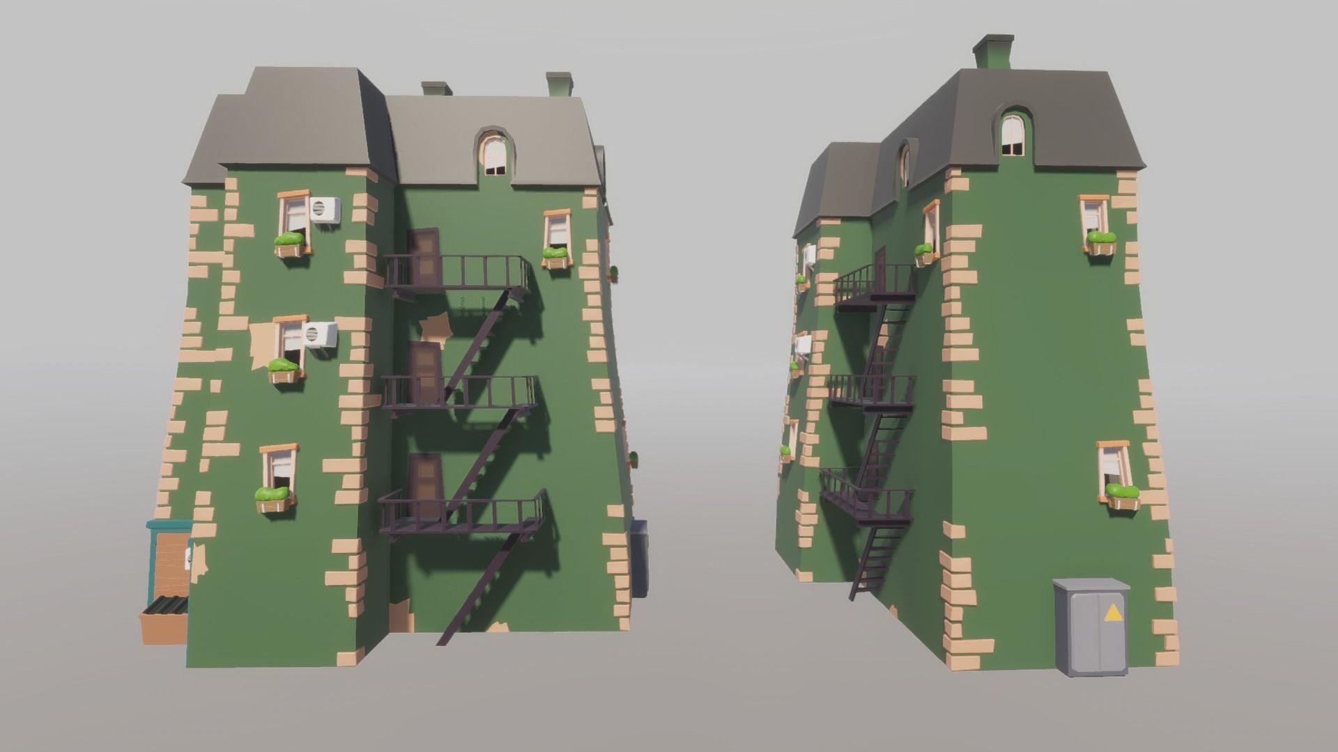 Cartoon house generator Low-poly 3D model_33