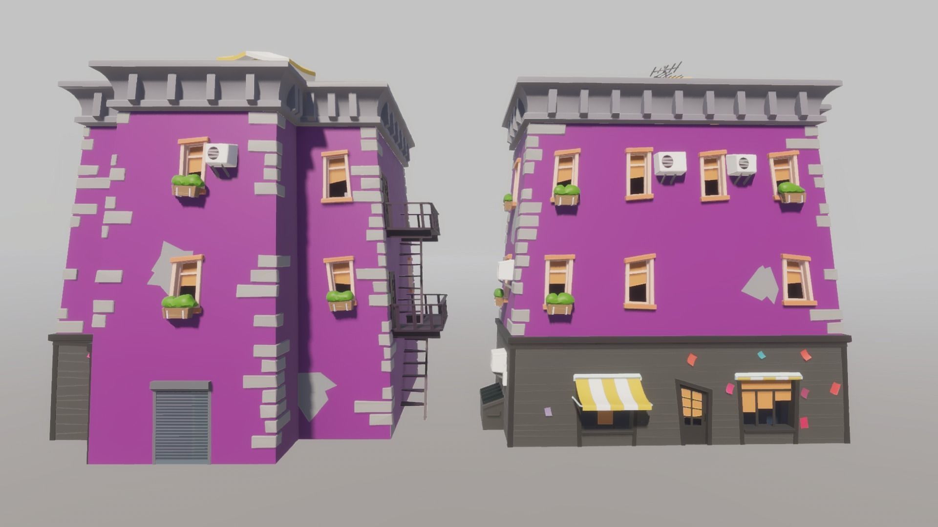 Cartoon house generator Low-poly 3D model_24