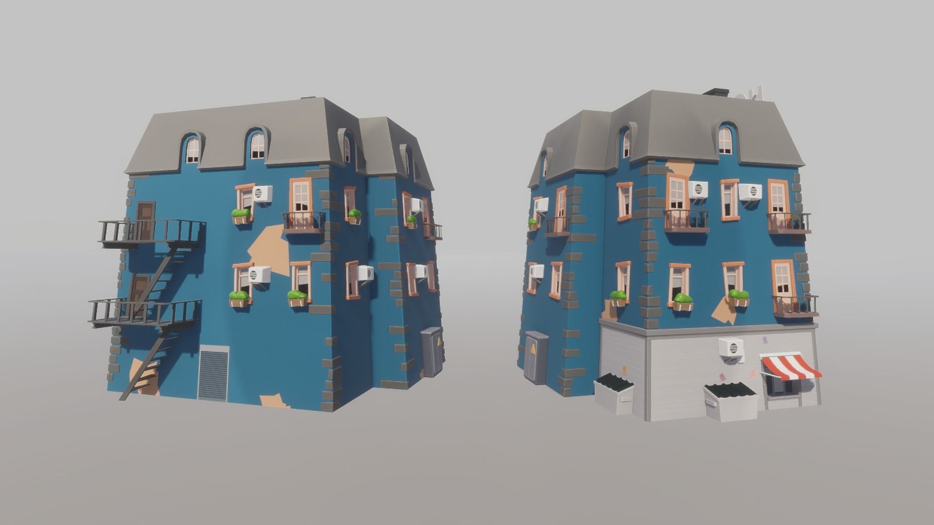 Cartoon house generator Low-poly 3D model_8