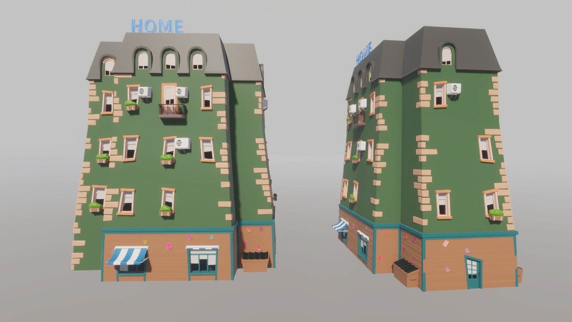 Cartoon house generator Low-poly 3D model_32