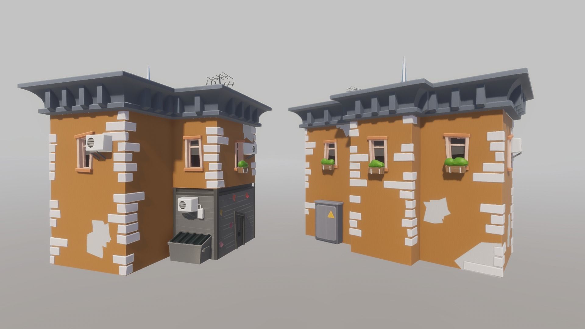 Cartoon house generator Low-poly 3D model_20