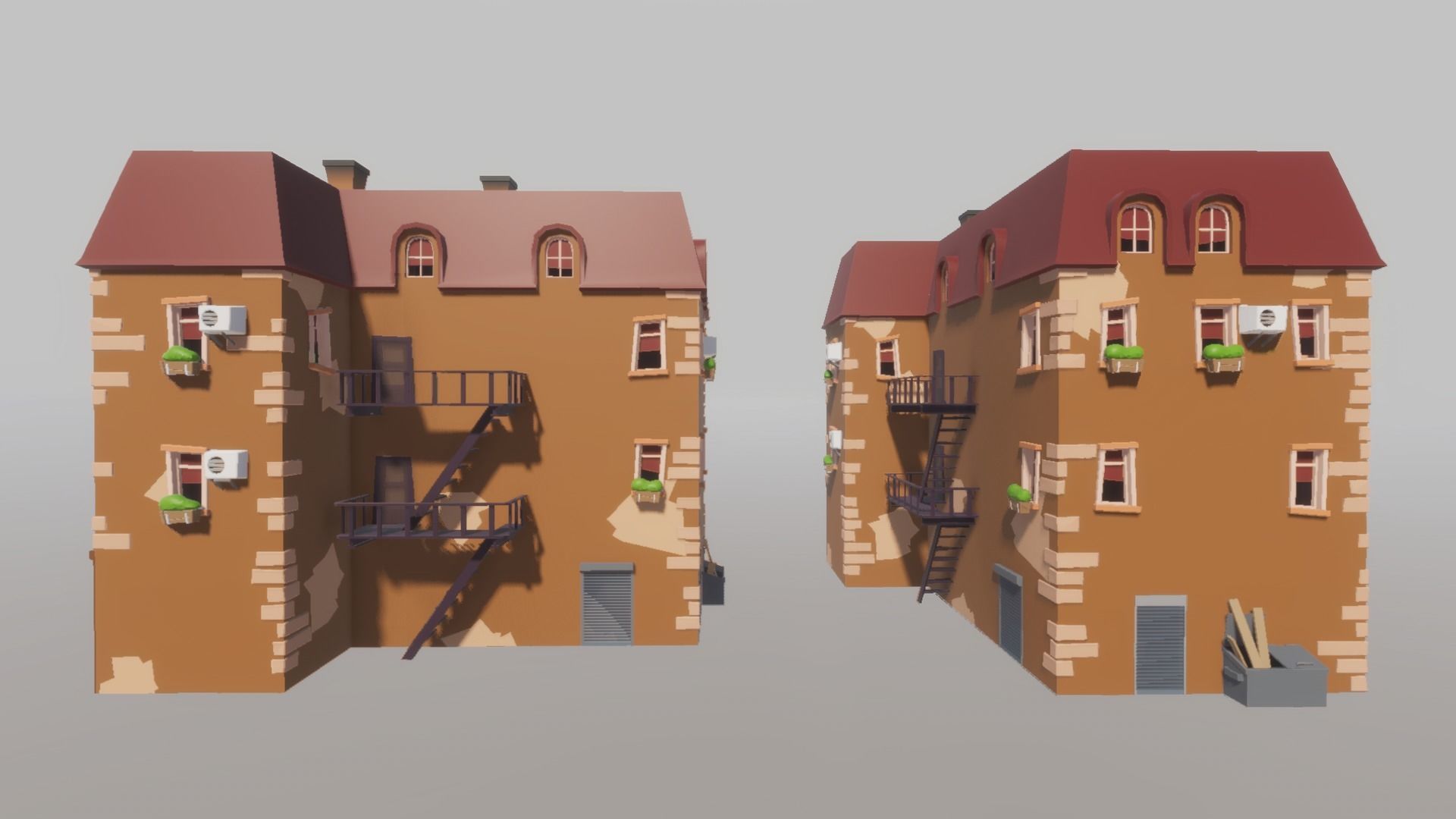 Cartoon house generator Low-poly 3D model_28