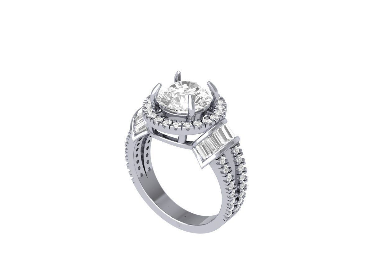 Solitaire Engagement Art Deco Ring 3D print model_3