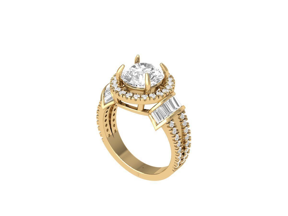 Solitaire Engagement Art Deco Ring 3D print model_1