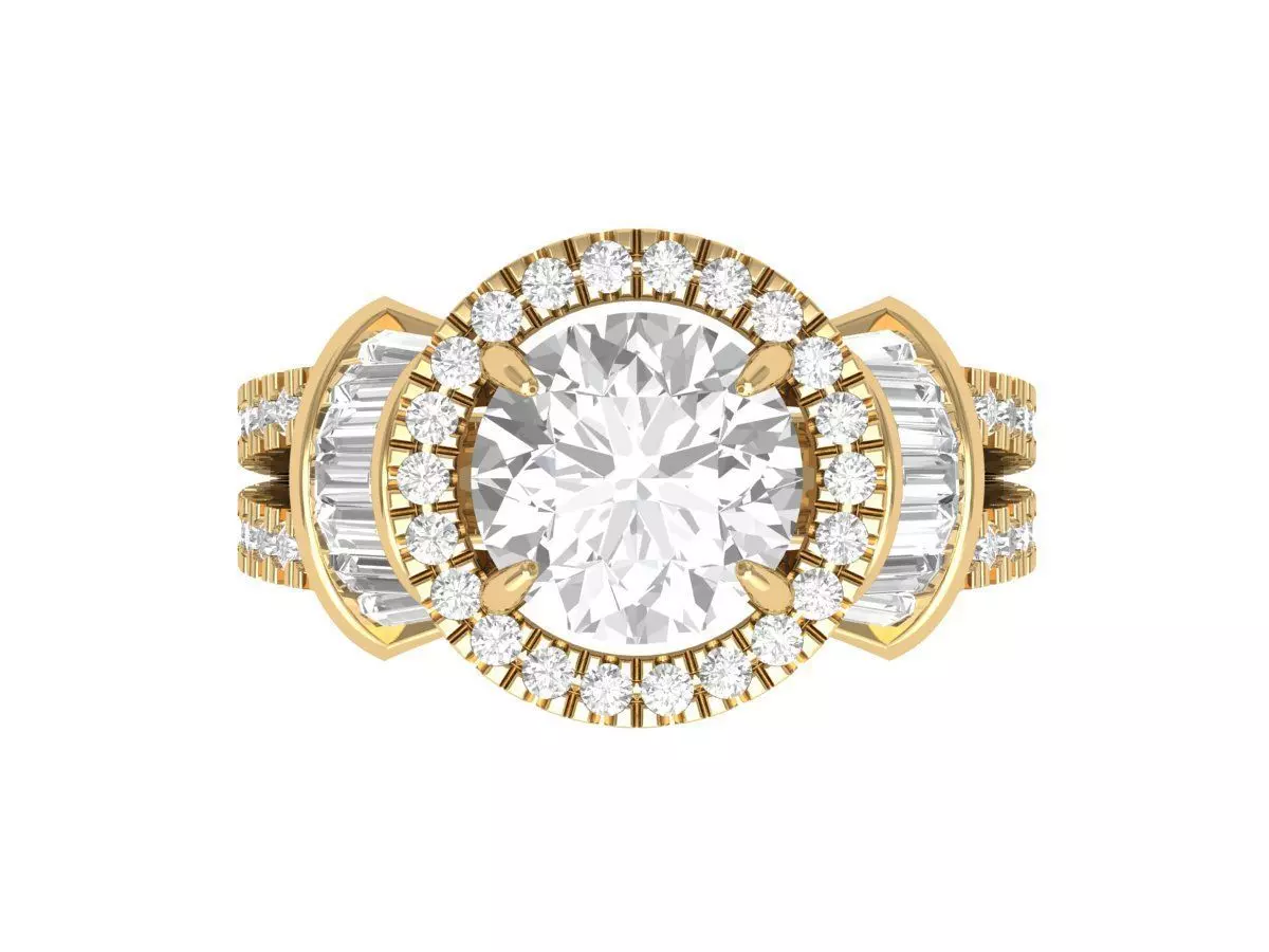 Solitaire Engagement Art Deco Ring 3D print model_0