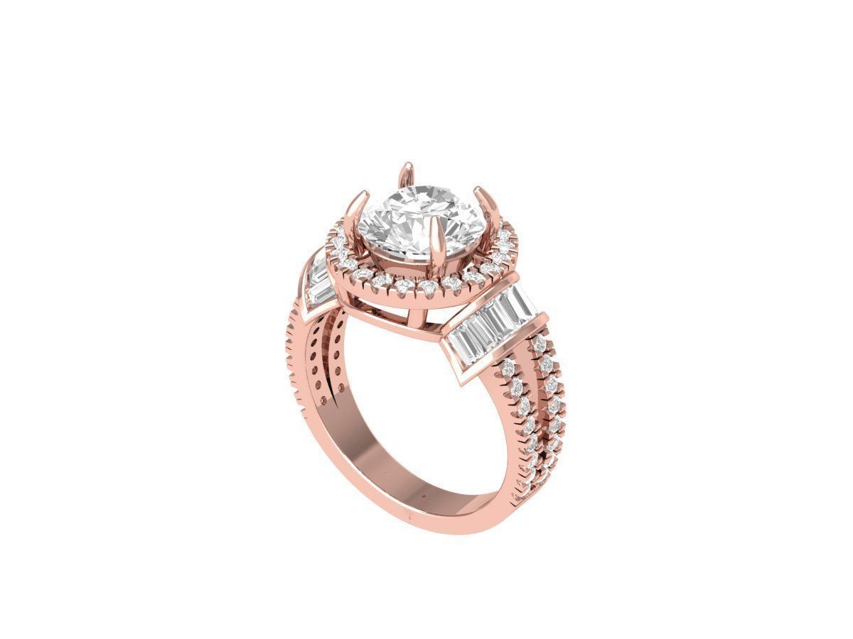 Solitaire Engagement Art Deco Ring 3D print model_2