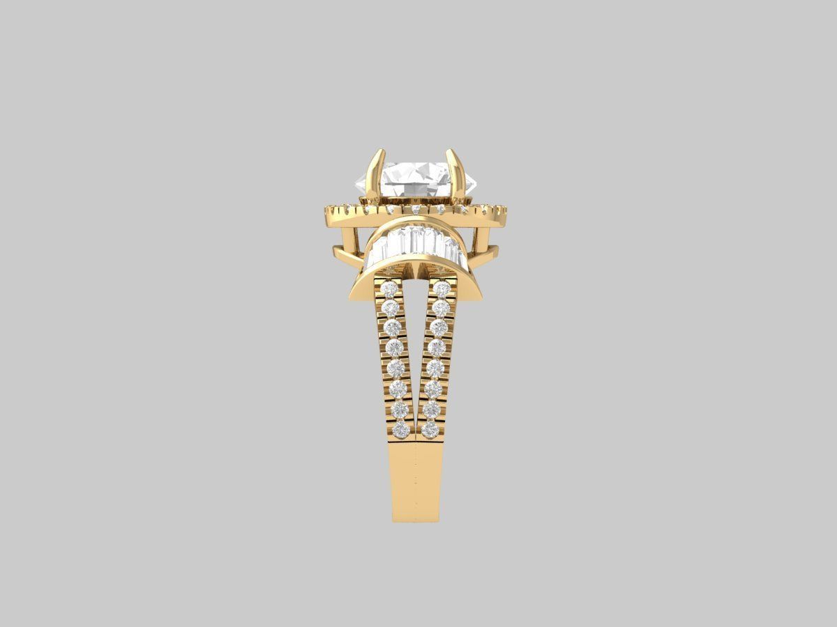 Solitaire Engagement Art Deco Ring 3D print model_4