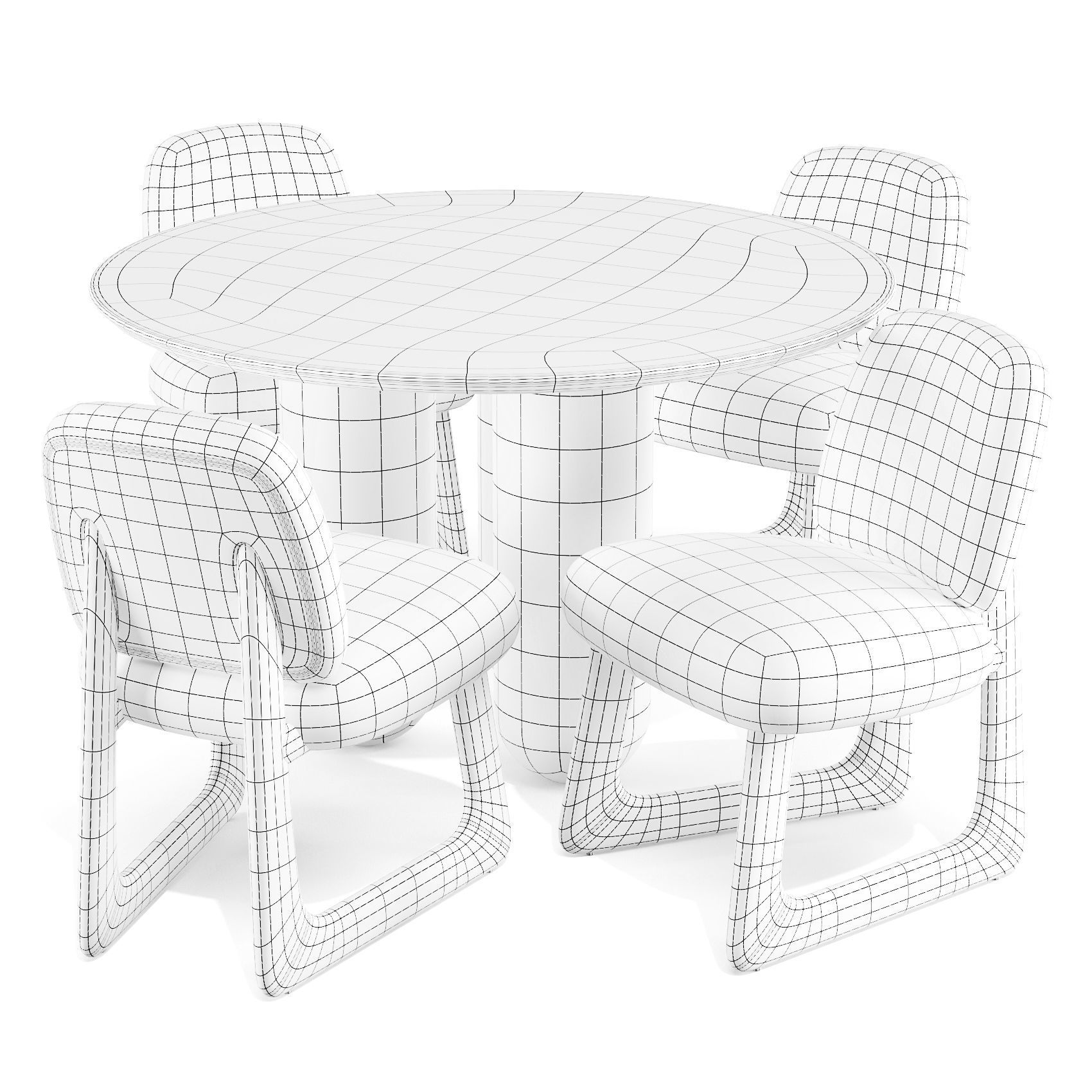 Pietro Franceschini and CB2 Bling Bling Table and Pula Chairs 3D model_4
