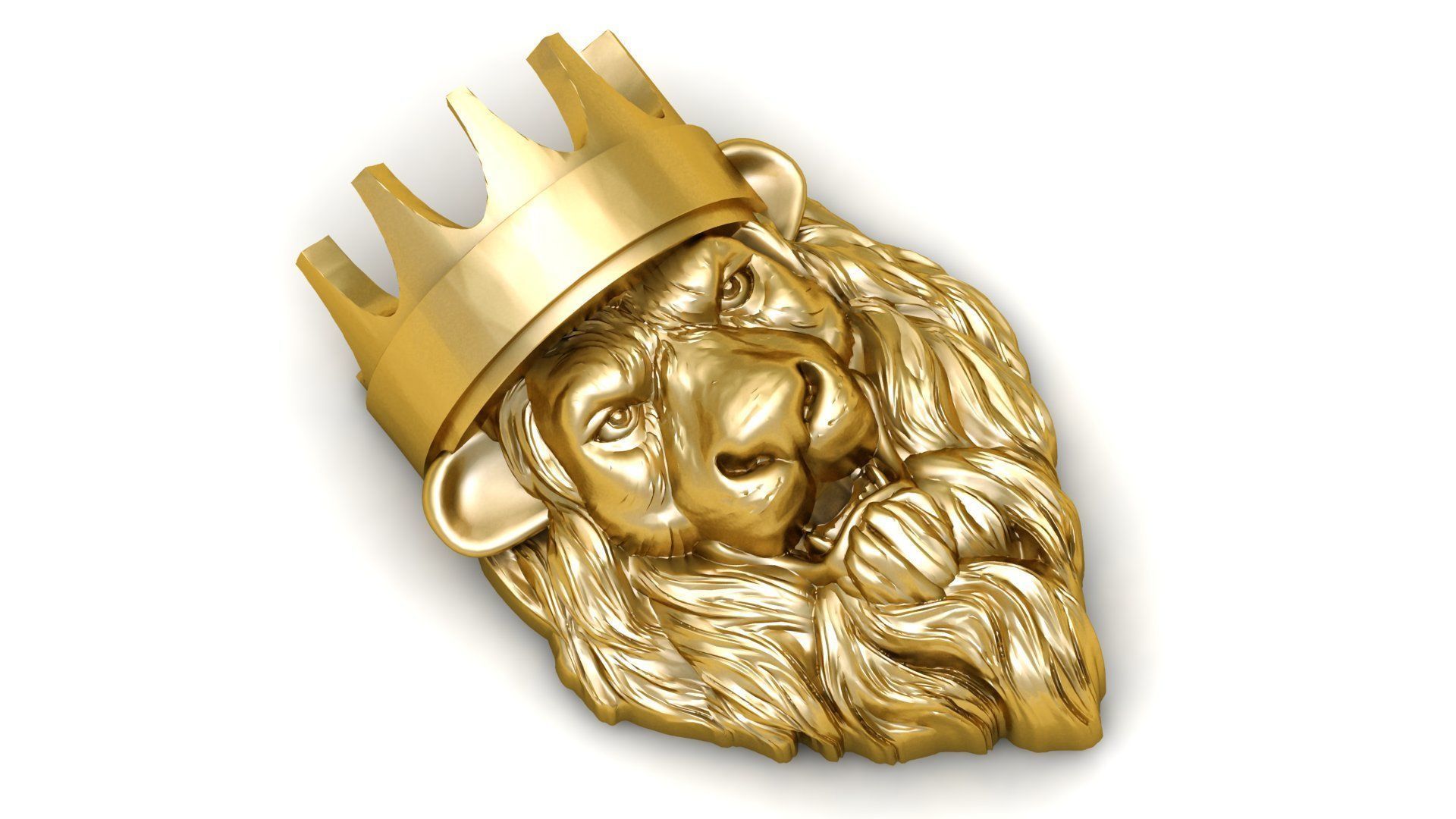 Crown Lion Pendant 3D print model_2
