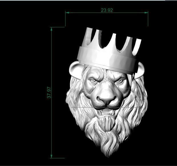 Crown Lion Pendant 3D print model_1