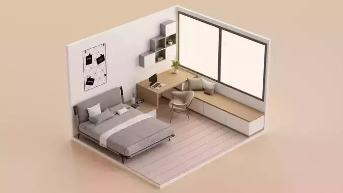 Bedroom isometric interior 