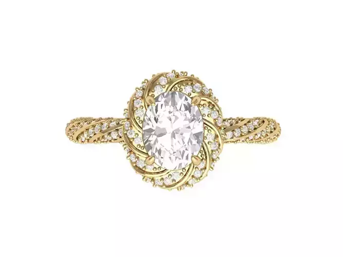 Oval Art Deco infinity Ring