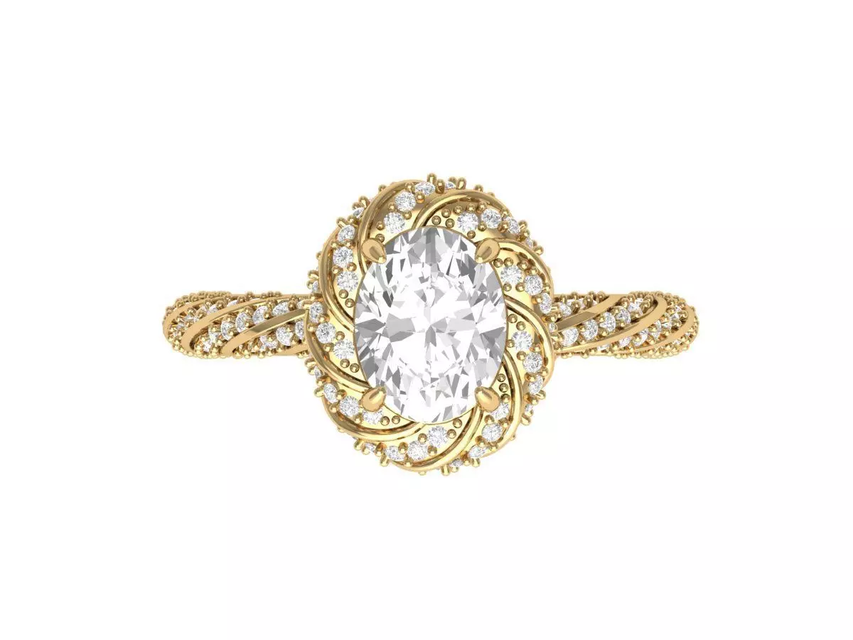 Oval Art Deco infinity Ring 3D print model