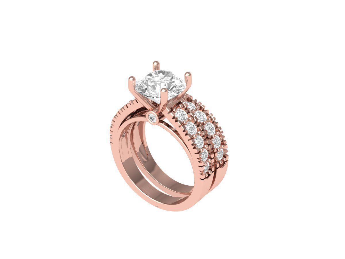  Solitair Ring Bridal Set 3D print model_2