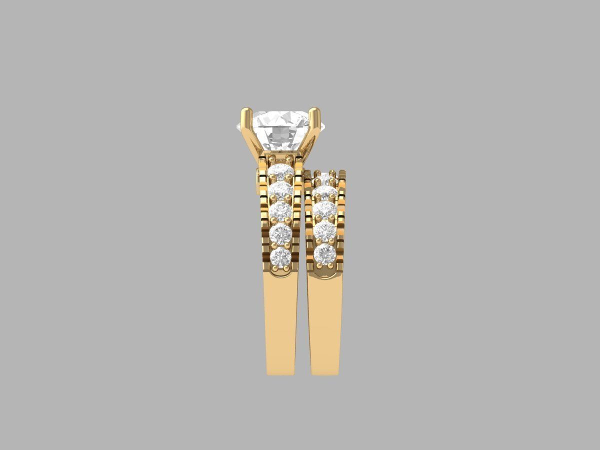  Solitair Ring Bridal Set 3D print model_4