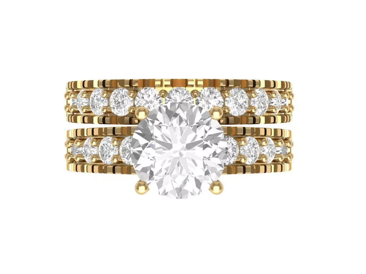  Solitair Ring Bridal Set 3D print model_0