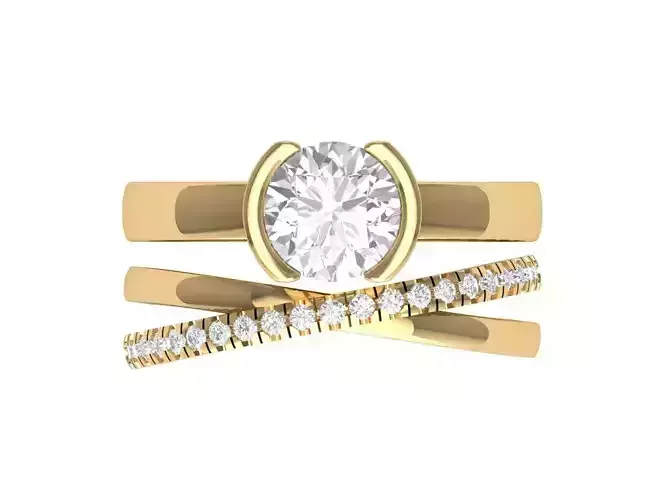  Solitair Ring Bridal Set with infinity band 3D print model