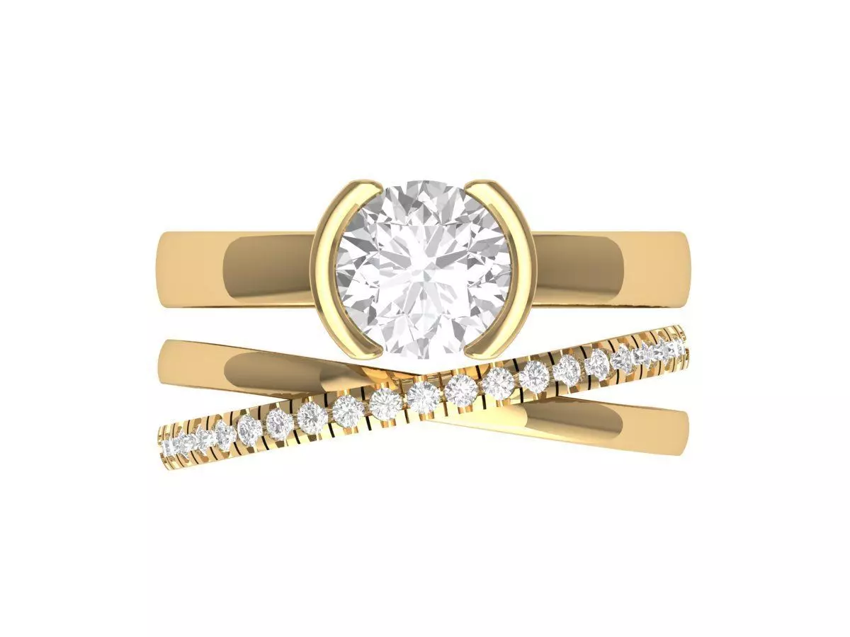  Solitair Ring Bridal Set with infinity band 3D print model_0