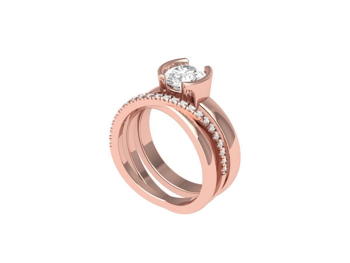  Solitair Ring Bridal Set with infinity band 3D print model_2