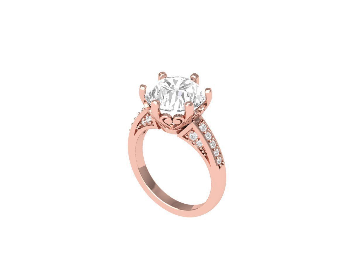 Solitaire Engagement Art Deco Ring 3D print model_2