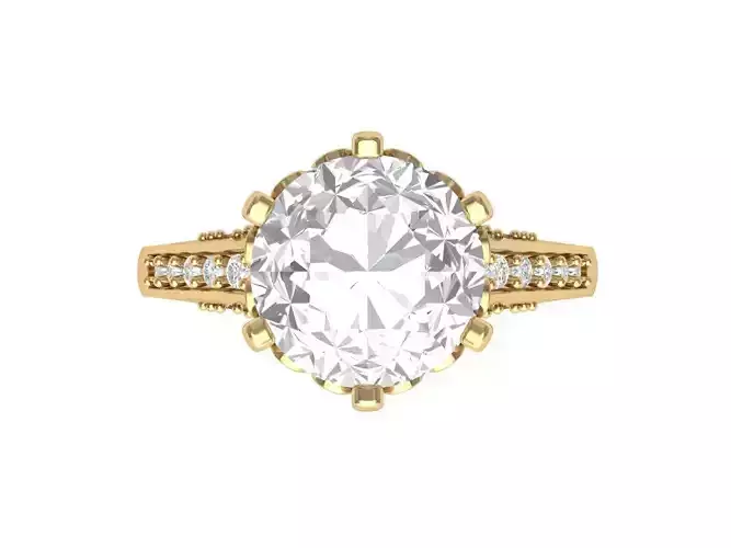  Solitaire Engagement Art Deco Ring 3D print model