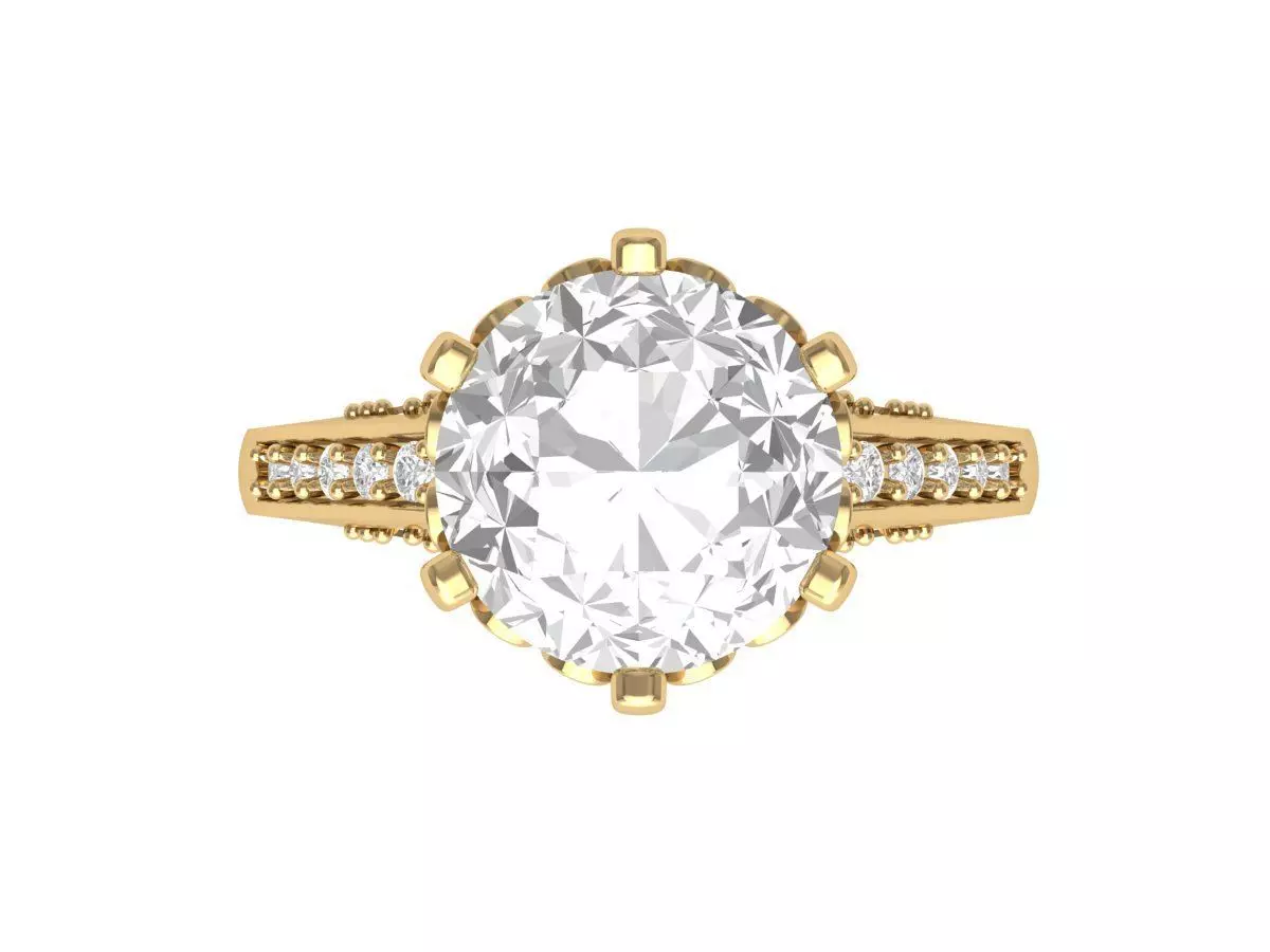 Solitaire Engagement Art Deco Ring 3D print model_0