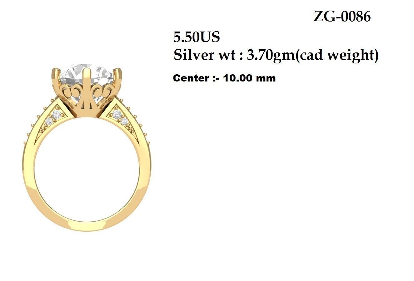 Solitaire Engagement Art Deco Ring 3D print model_5