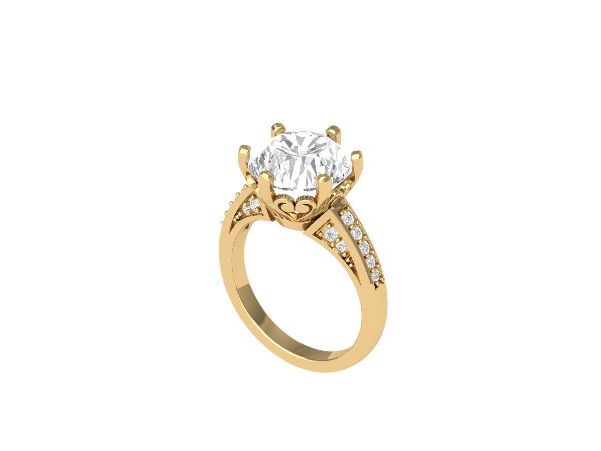 Solitaire Engagement Art Deco Ring 3D print model_1