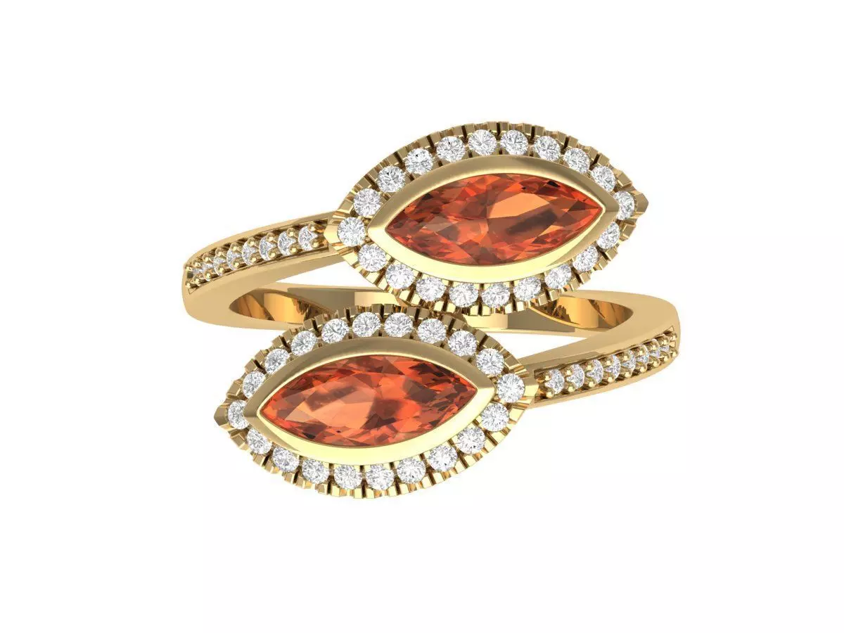 Marquise 2-Stone Art Deco Ring 3D print model_0