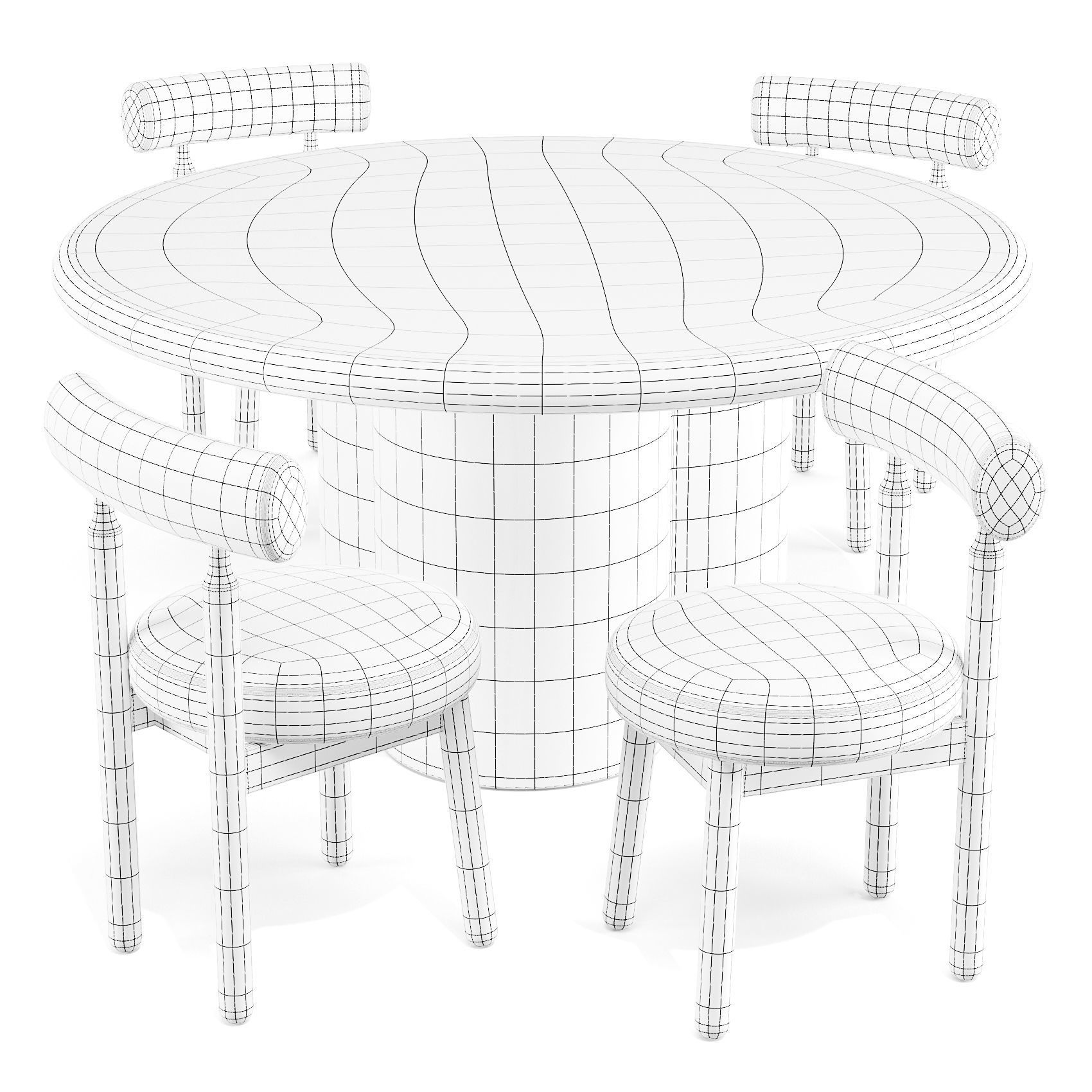 Dining Set Lulu and Georgia Sol Table and Ross Chairs 3D model_6