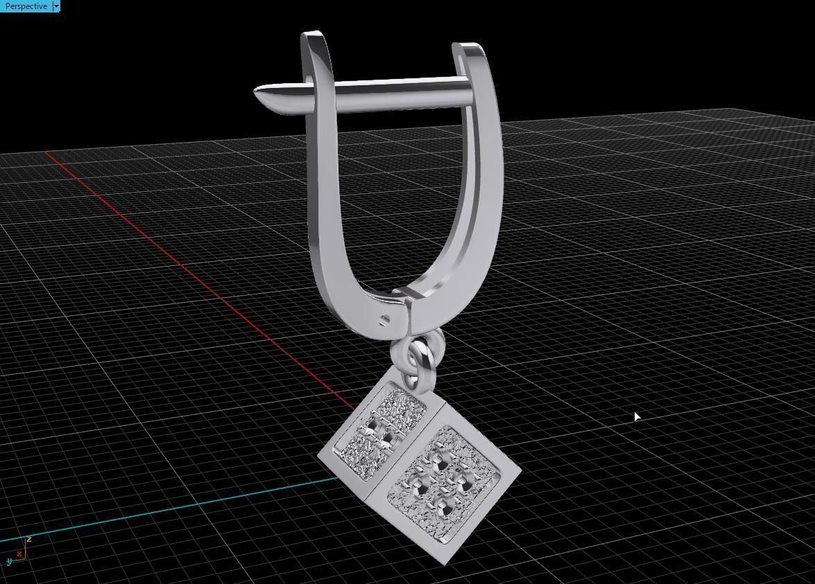  earring cube 3D print model_4