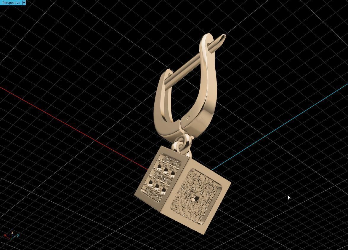  earring cube 3D print model_8