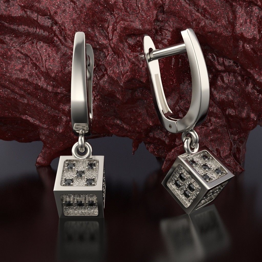  earring cube 3D print model_1