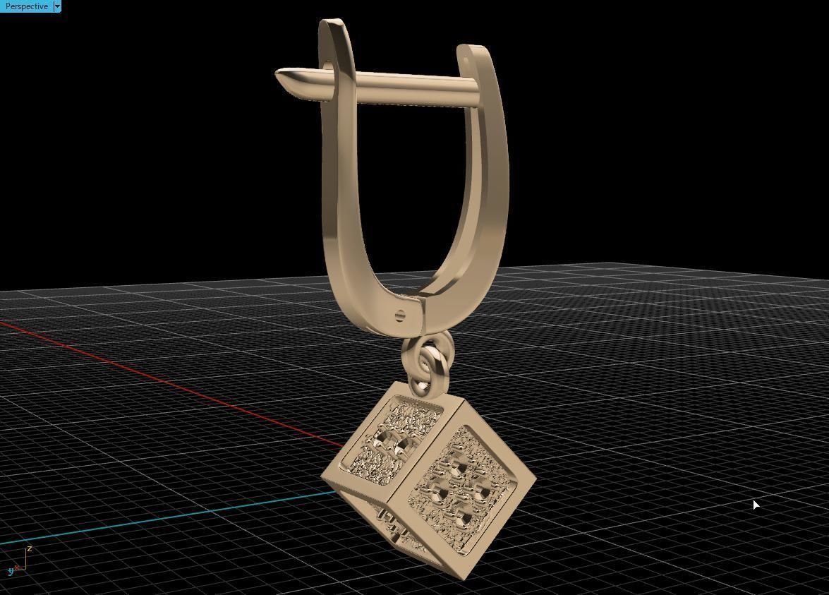  earring cube 3D print model_10