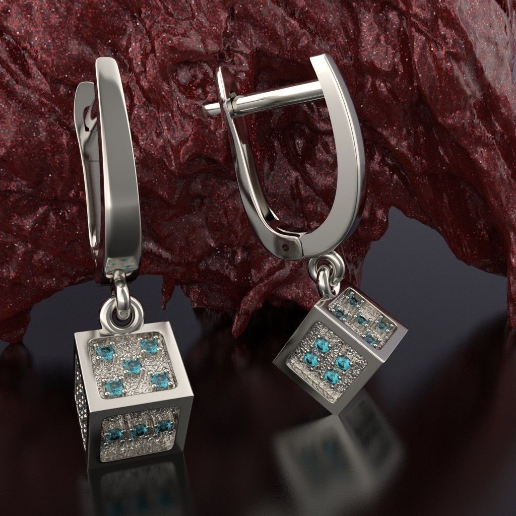  earring cube 3D print model_2