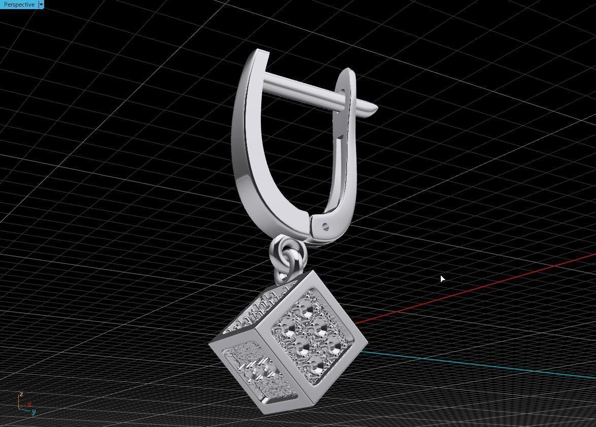  earring cube 3D print model_6