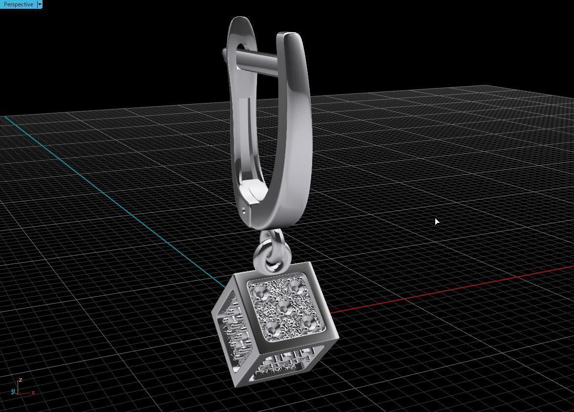  earring cube 3D print model_5