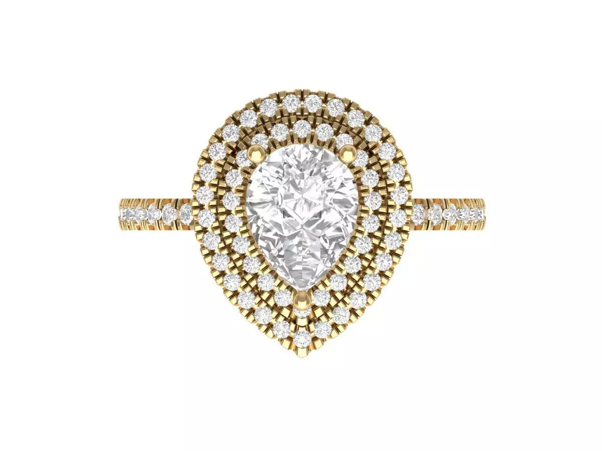 Pear Art Deco Ring 3D print model_0