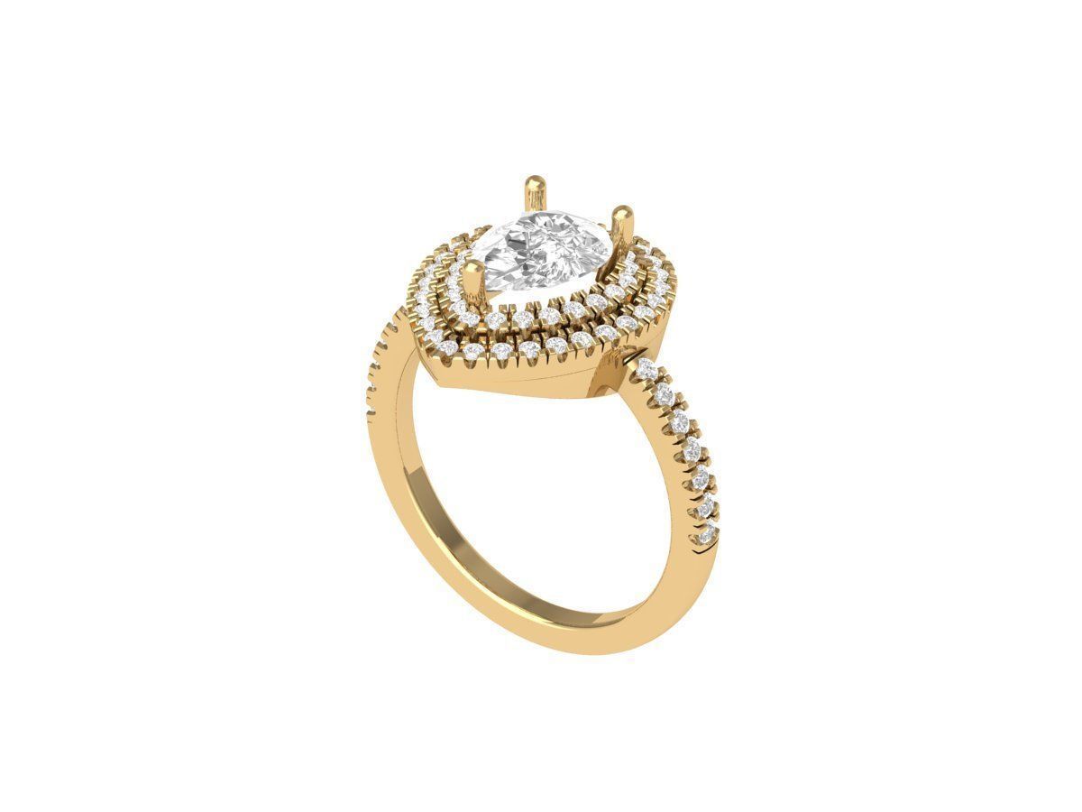 Pear Art Deco Ring 3D print model_1