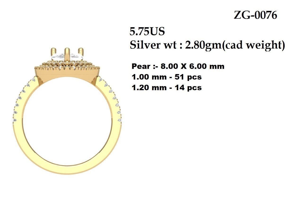 Pear Art Deco Ring 3D print model_5