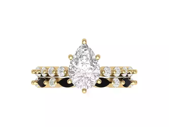 Pear Solitaire Ring Bridal set 3D print model Pear Solitaire Ring Bridal set 3D print model